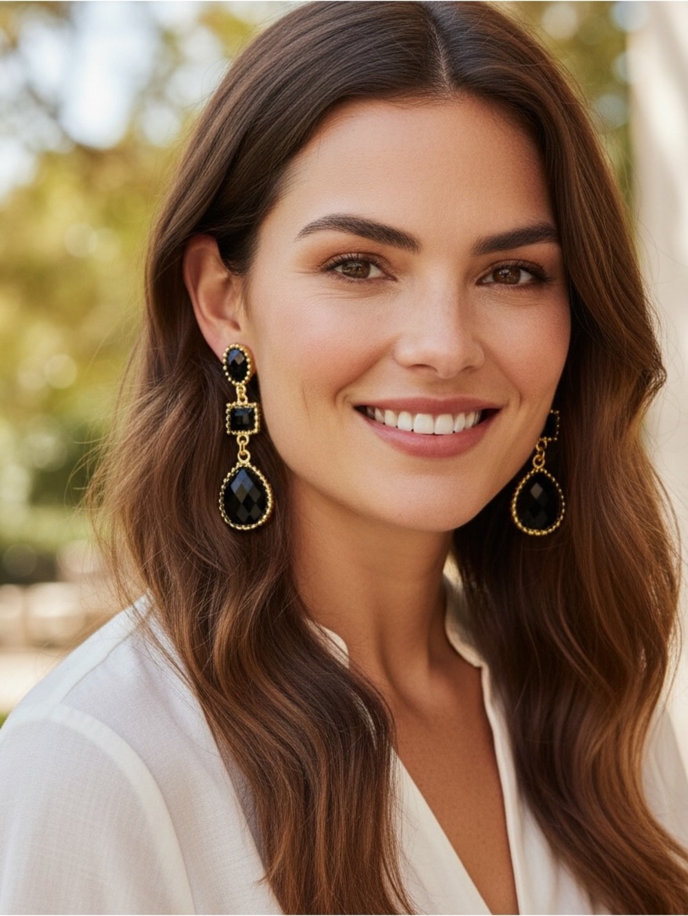 Black Stone Drop Earrings!